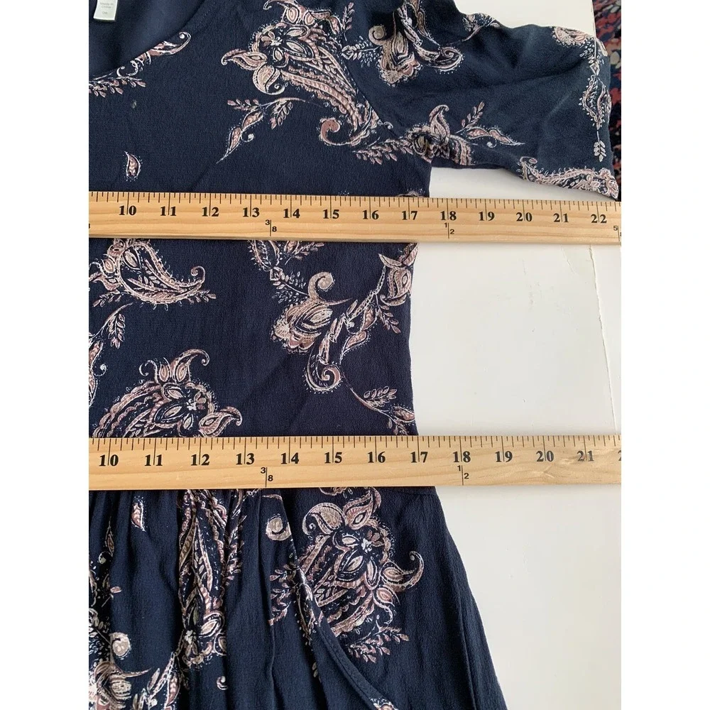 Garnet Hill Womens Dress 8‎ Dark Floral Paisley Fairy Country Blue Wedding Guest